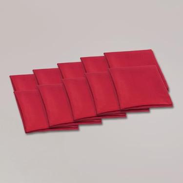 Imagem de Kit de 10 Guardanapos de Mesa Classic Tecido Oxford Maquinetado, 43x43cm, Acabamento com Bainha, para Mesa Posta, Jantares e Eventos (Vermelho)