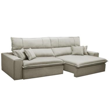 Imagem de Sofá Retrátil Reclinável Para Sala 3 Lugares 210cm Aisha F04 Veludo Bege - Lyam Decor