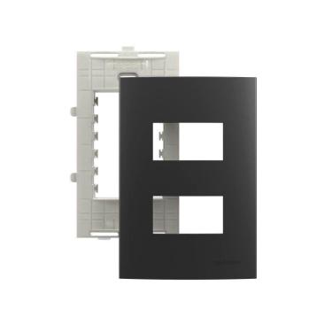 Imagem de Placa Com Suporte Margirius Sleek Colors 4x2 Para 2 Módulos Horizontais Distanciados Grafite