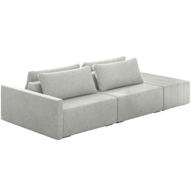 Imagem de Sofá Ilha Modular Para Sala 252cm Com Puff Dublin K01 Linho Cinza - Lyam Decor