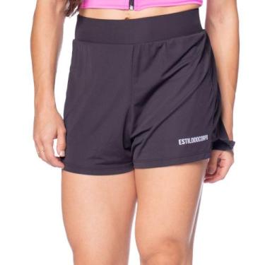 Imagem de Short Feminino Estilo do Corpo Duplo Preto, Preto, G