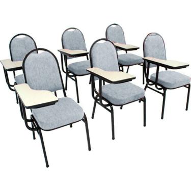 Imagem de Kit com 6 Cadeiras Universitária para Auditórios Linha Hotel Cinza