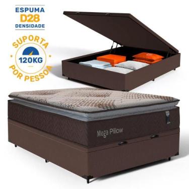 Imagem de Cama Box Baú com Colchão de Espuma Mega Pillow Casal 138 cm - Lucas Co