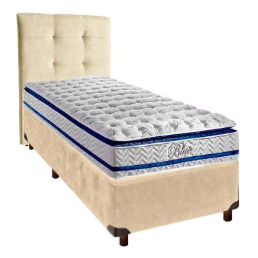 Imagem de Kit Cabeceira + Cama Box + Colchão Solteiro Molas Ensacadas Blue Paropas