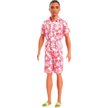 Imagem de Boneca moderna Barbie Fashionistas Ken #235 com macacão coral