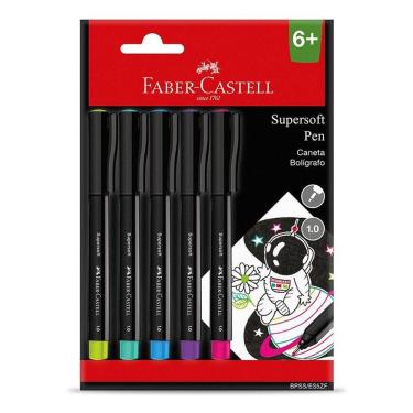 Imagem de Caneta Supersoft Pen 1.0mm Bpsses5zf 5 Cores - Faber Castell