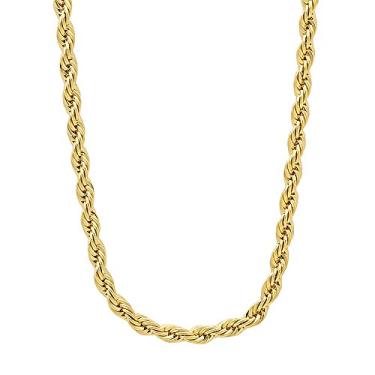 Imagem de Colar de corrente redonda banhado a ouro amarelo 14 k The Bling Factory 3,5 mm, 0,25 mm (6 mícrons), 50 cm + pano de joia e bolsa