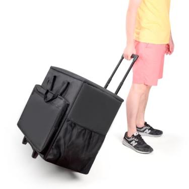 Imagem de BUBM Estojo de transporte de PC sobre rodas, bolsa de viagem de mesa com carrinho removível para torre de PC, monitor, teclado e mouse, cinza (apenas bolsa, para monitor de 61 cm)