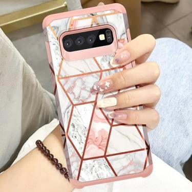 Imagem de Capa para celular Samsung Galaxy S10 Plus, capa para celular Galaxy S10+, capa protetora de silicone macio 2 em 1 de policarbonato rígido, à prova de choque, antiarranhões, 6,4 polegadas, 2019, ouro