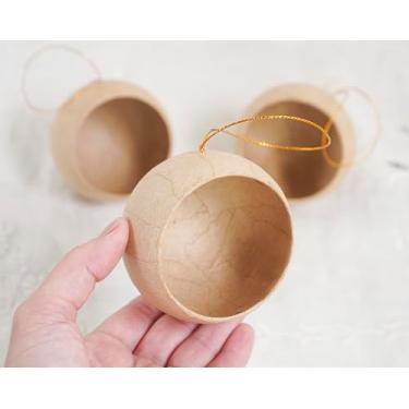 Imagem de Enfeites de diorama DIY – Bolas redondas abertas de papel machê, formas de artesanato de Natal, 3 peças.