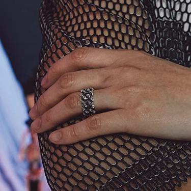 Imagem de Anel de caveira masculino punk gótico anel de corrente 10,5 mm de largura banda plana tamanho 7-14 joia retrô, 07, Aço inoxidável, Sem pedra preciosa