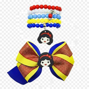 Imagem de Kit Pulseira Laço Infantil Luxo Princesas Presente Crianças (Vermelho)