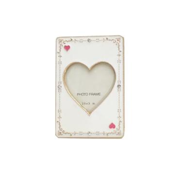 Imagem de IELEPHONIX Mini porta-retrato de metal em forma de coração, design de corações e espadas, para amigos amantes, branco, exibição de mesa, imagem aleatória (coração rosa)