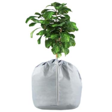 Imagem de Vaso de proteção de plantas de inverno para inverno - Capa de vaso de inverno anti-congelamento com cordão e zíper, 45 cm x 50 cm, bolsa de proteção contra geada para árvores frutíferas de inverno ao