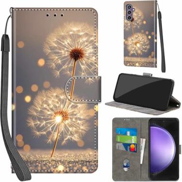 Imagem de Salanheo Capa carteira para Samsung Galaxy S23 FE 5G, com [3 compartimentos para cartões], fecho magnético com suporte, couro PU, capa flip protetora à prova de choque de 6,4 polegadas, dente-de-leão