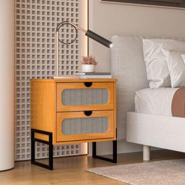 Imagem de Mesa de Cabeceira Titanium Estilo Industrial com Pés de Ferro - Nature