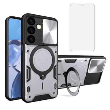 Imagem de Asuwish Capa de telefone para Samsung Galaxy S24 Plus S24+ 5G capa magnética para câmera deslizante com protetor de tela e suporte de anel acessórios de celular híbrido S24plus 24S + S 24 24+ mulheres