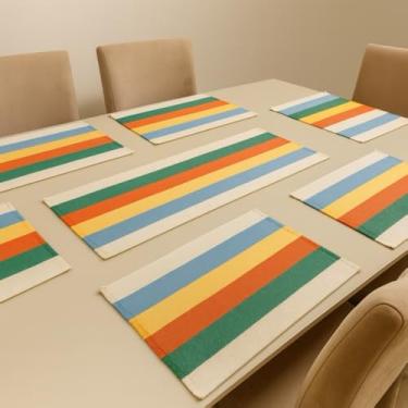 Imagem de Conjunto de 5 jogos americanos + caminho de mesa de Natal Jogos americanos de Natal Mesa de jantar Para uso doméstico(Cru colorido)