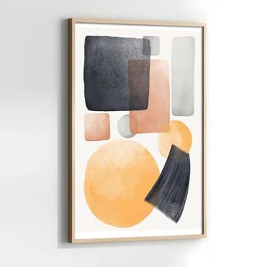 Imagem de Kit quadro decorativo 70x90 cm Abstrato Geomêtrico Preto Amarelo Vertical para Sala