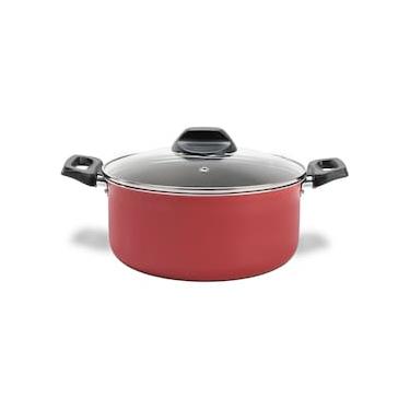Imagem de Caçarola Brinox Ruby Pro-Flon Antiaderente 3,4L 22cm Tampa de Vidro Vermelha