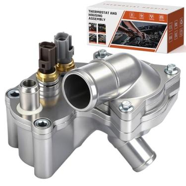 Imagem de 4L5E8A586AB Carcaça de termostato de refrigeração de motor de alumínio atualizado adequado para Ford Explorer 2001-2005, Ranger 2001-2011, Mazda B4000 2001-2008, Mercury Mountaineer 2001 Replace