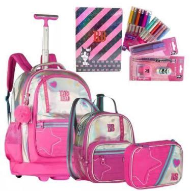 Imagem de Super Kit Escolar Rebecca Bonbon Holográfico com Mochila Carro , Estoj