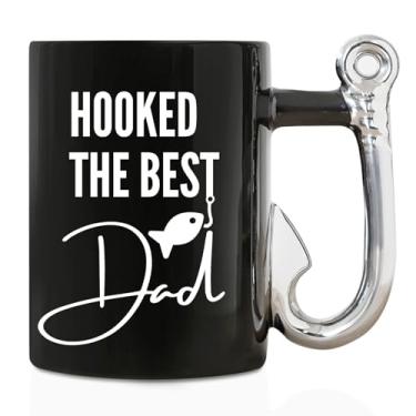 Imagem de Onebttl Dad Gifts Caneca de café, presentes de pesca para pai de filha, filho, caneca de cerâmica engraçada para aniversário, Natal, Dia dos Pais, 382 g - Hooked The Best Dad