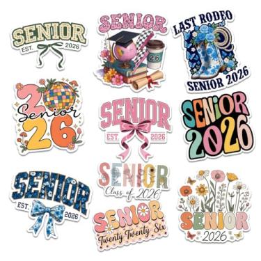 Imagem de Pacote de 10 adesivos para idosos 2026 – Cute Class of 2026 adesivos de formatura com flores, laços e designs retrô para laptop, garrafa de água, álbum de recortes – Presente de formatura para meninas