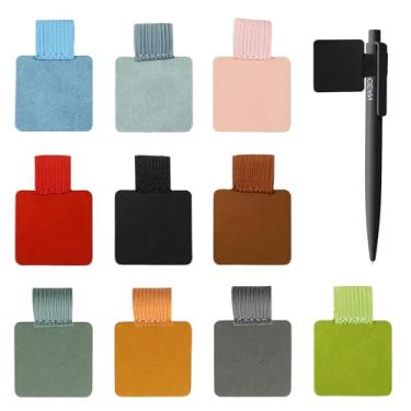 Imagem de hongliang Pacote com 10 porta-canetas autoadesivas, suporte elástico para cadernos, agendas, diários, 10 cores mistas, suporte magnético estilo marcador de página