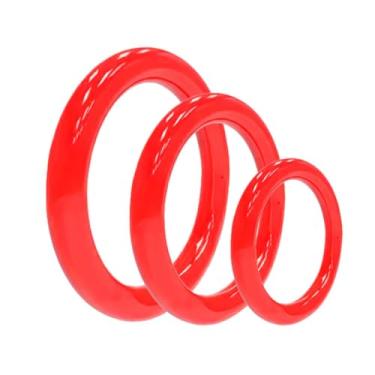 Imagem de Kit 3 Anéis Penianos em Silicone, Vermelho, Tamanhos 3,5cm, 4,5cm e 5,5cm, Impermeável, Flexível, para Prolongar Ereção