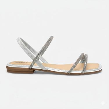 Imagem de Sandália Rasteira Feminina SlipOn Strass Mississipi J0664