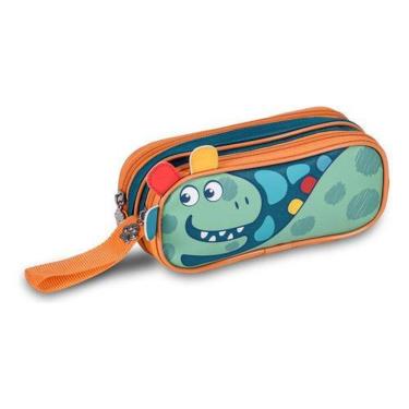 Imagem de Estojo Dinossauro Verde T Rex Escolar Infantil Menino Pets