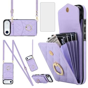 Imagem de Asuwish Capa de celular para iPhone 17 Air de 6,6 polegadas com protetor de tela de vidro temperado, alça de pulso transversal, suporte de anel com bloqueio de RFID, porta-cartão i Phone17 i17 17Air
