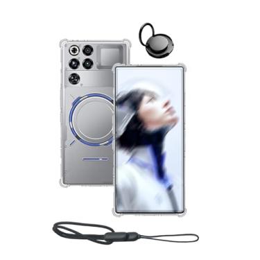 Imagem de WUNIAK Capa transparente para celular Nubia Red Magic 11 Pro Plus, design à prova de quedas, fina, leve, à prova de arranhões, capa de TPU de borracha de silicone de proteção durável para Red Magic