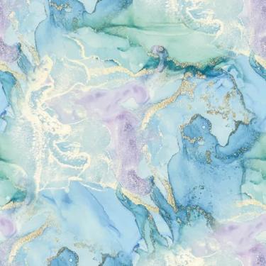 Imagem de MAGAFA Papel de parede em aquarela azul dourado mármore descascar e colar papel de parede autoadesivo removível papel de contato amigável para locatário para quarto banheiro prateleira forro