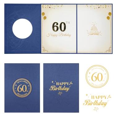 Imagem de IRENE Decorações de aniversário de 60 anos, livro de visitas para festa de aniversário de 60 anos, azul marinho, para homens e mulheres, cartão alternativo para assinatura criativa para suprimentos de