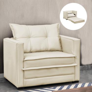 Imagem de Poltrona Cama Retrátil Solteiro Milenni Veludo Bege B03 - D'rossi