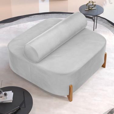 Imagem de Sofá Ilha Orgânico Living Closet Evo 125cm 02 Lugares Veludo Cinza Claro - Desk Design Cinza Claro