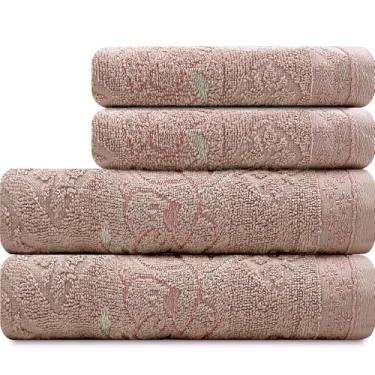 Imagem de Jogo De Toalhas 4 Peças Banho Rosto Algodão Yuna Karsten (ROSE E ROSE)