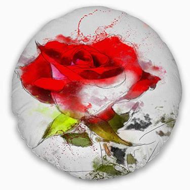 Imagem de Design desenhado à mão aquarela flor rosa floral sala de estar, sofá, almofada de alta qualidade + capa de almofada impressa em ambos os lados 50 cm