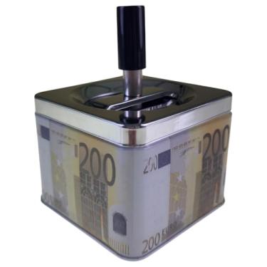 Imagem de Cinzeiro Com Tampa Basculante Giratória Reservatório Inox Sem Cheiro Quadrado Várias Estampas (Estampa Dinheiro - MOD C, 3)