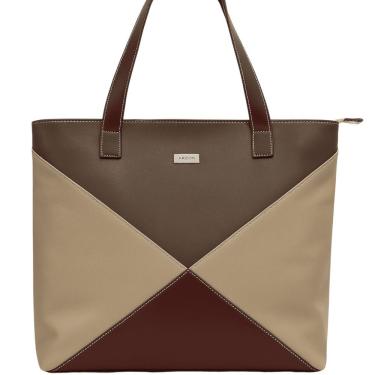 Imagem de Bolsa Feminina De Couro Fashion Triangle Zup Cor Capuccino-bordo-bege
