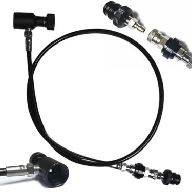 Imagem de Chewtoyo Linha remota de paintball com controle deslizante, cobre niquelado, 93 cm de CO2 e linha de ar para marcador de paintball, adaptador ASA incluído