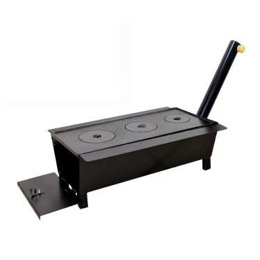 Imagem de Fogão Churrasqueira Caipira Chapa 03 Furo Grelha 60X38X20Cm