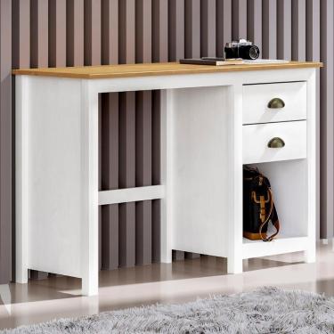 Imagem de Escrivaninha 110cm 2 Gavetas Home Office Lázio Branco/freijó F07 - Mpozenato