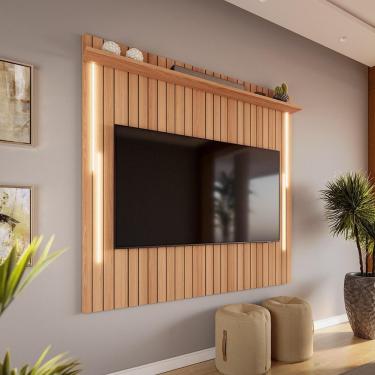 Imagem de Painel Efeito Ripado 3d Com Led Para Tv Até 70 Polegadas Sevilla 183cm Jequitibá