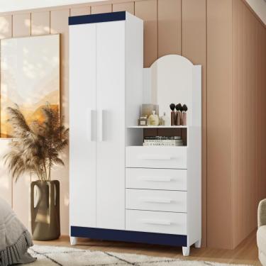 Imagem de Cômoda Giorgia Branco Azul Titanium Rosa Com Espelho