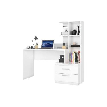Imagem de Escrivaninha Com Prateleiras E 2 Gavetas Poli Branco