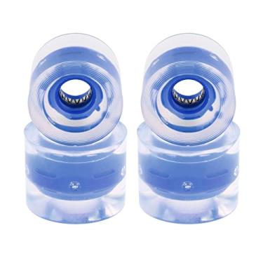 Imagem de Pacote com 4 rodas de skate longboard para crianças, rodas flash de 60 mm 78A, material PU, para andar de rua, skate elétrico, mini cruiser, rolamento ABEC-9, substituição - azul escuro