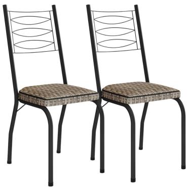 Imagem de Kit 2 Cadeiras Tubular Europa 262 Preto Assento Rattan Artef Rattan